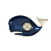 Home Décor Blue Whale Dip Tray by Fetco – 8.25-In wide x 17-in long x 1.5-In tall, Aluminum, Blue, Model X74300A