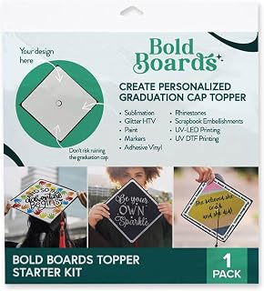 Johnson Plastics Plus Graduation Cap Topper, Sublimation Blank Grad Cap Insert for UV-LED, DTF, Vinyl, Rhinestones