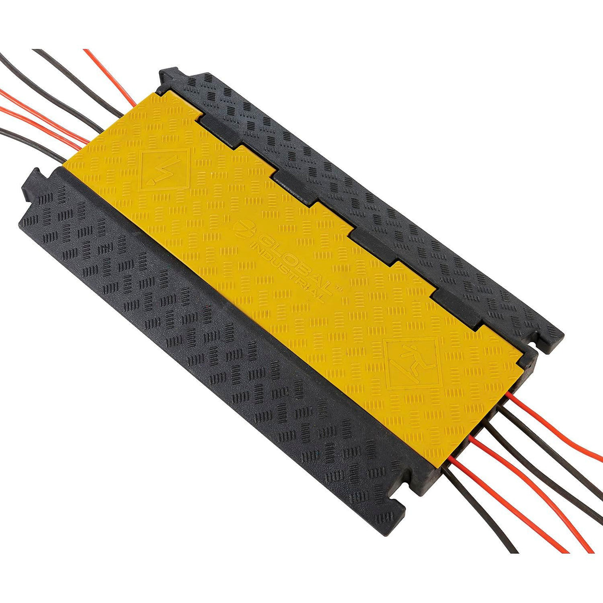 3-Channel Industrial Cable Protector by Global Industrial – Rubber, Yellow, Model H-6954