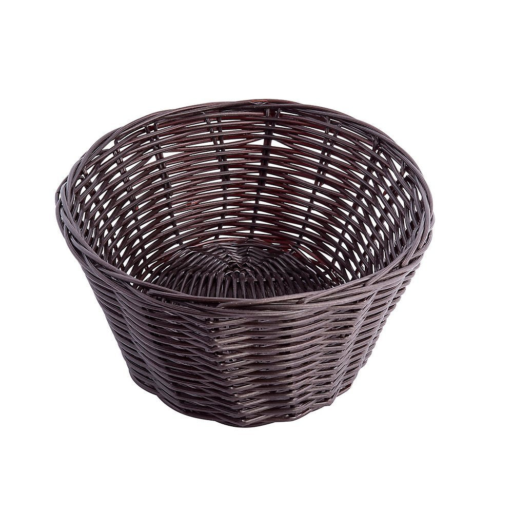 10" x 6-1/2" Brown Oval Woven Plastic Basket by Tablecraft – Polypropylene, Brown, Pack of 12, Model 1476