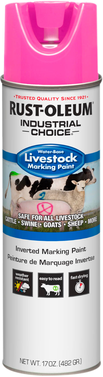 Livestock Marking Spray Paint by Rust-Oleum – 17 Ounce (Pack of 1), solid, Fluorescent Pink, Model 383018