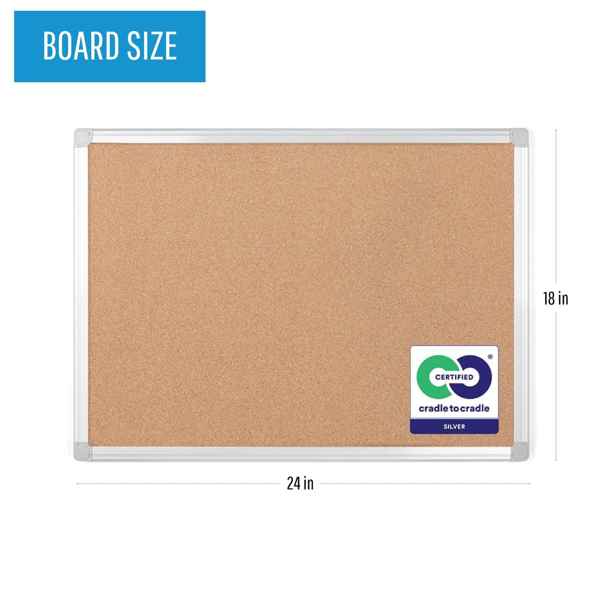 Earth Series Self-Healing Cork Bulletin Board by MasterVision – 18" x 24", Aluminum, Brown, Model CA021790