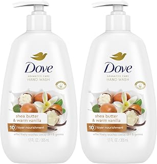 Dove Advanced Care Shea Butter & Warm Vanilla Hand Wash for Soft, Smooth Skin, More Moisturizers Than The Leading Ordinary Hand Soap 12 oz (Pack of 2)