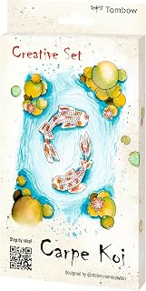 Tombow Creative Set Carpe Koi, Japan-Inspired Brush Pen Set with ABT Dual Brush Pen, Fineliner, A6 Aqurell Paper for Koi Drawing and Watercolour [Japan Set4]