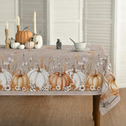 Horaldaily Thanksgiving Tablecloth, 60 x 84 Inch Rectangle, Beige Pumpkin