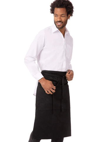 Unisex Reversible Server Apron by Chef Works – One Size, Polycotton, Black, Model REVF24