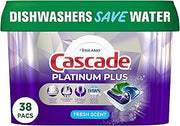 Cascade Platinum Plus Dishwasher Pods, Dishwasher Detergent, Dish Detergent Soap, Fresh, 38 Count