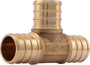 SharkBite 3/4 Inch Crimp Tee, Brass Plumbing Fitting, PEX Pipe, PE-RT, UC370LFA