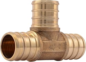 SharkBite 3/4 Inch Crimp Tee, Brass Plumbing Fitting, PEX Pipe, PE-RT, UC370LFA