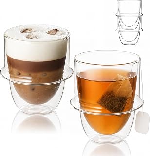 Luigi Bormioli Cappuccino Tea Glass Set | Double Wall Borosilicate Glass, Hot & Cold Drinks, Stackable Design, Thermal Shock Resistant, 7.75 fl oz, Set of 2