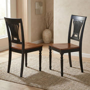 Solid Wood Dining Chairs Traditional-Style with Wood Seat Set of by Furnifact – Wood, Black/Brown, Pack of 2