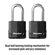 M515XTLH Magnum Heavy Duty Padlock with Key by Master Lock – 2 Pack, Stainless Steel, Black, Model M515XTLHCCSEN