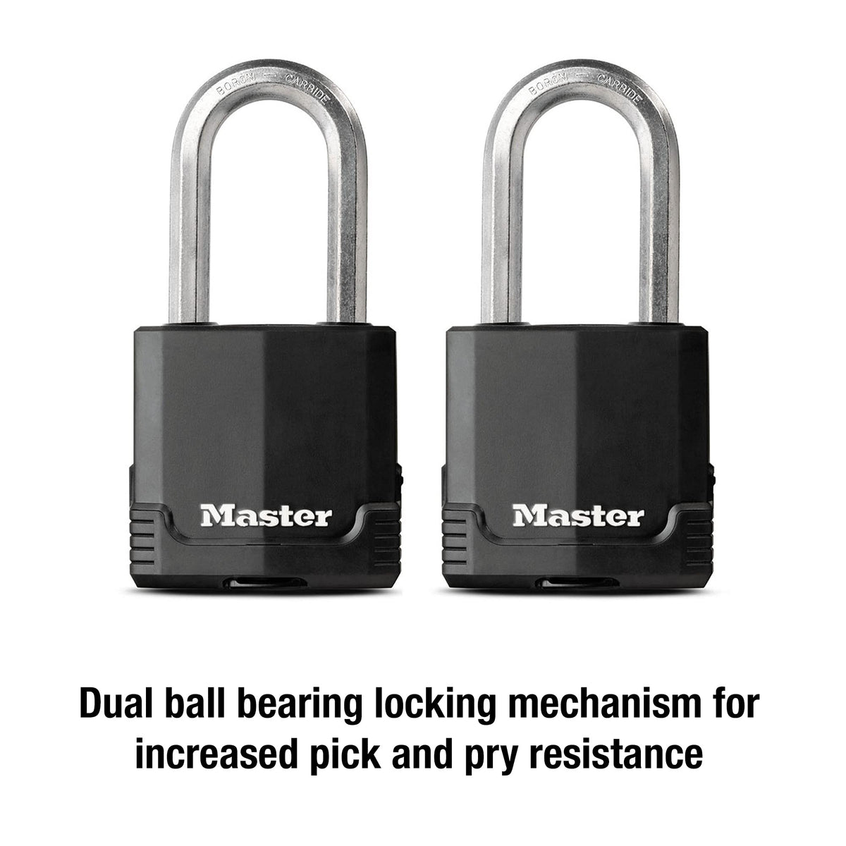 M515XTLH Magnum Heavy Duty Padlock with Key by Master Lock – 2 Pack, Stainless Steel, Black, Model M515XTLHCCSEN