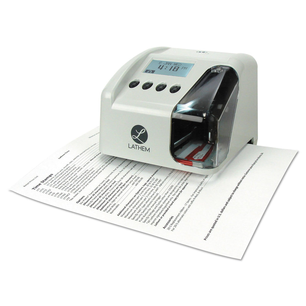 Time LT5000 LT5000 Electronic Time and Date Stamp by Lathem – White, Model LTH-5000