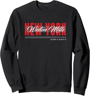 Weston Mills, New York Streetwear Bold Red Urban Design Sweatshirt