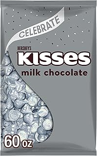 HERSHEY'S KISSES Milk Chocolate Candy Bulk Bag, 60 oz | Hershey Kisses Bulk, Kosher and Gluten Free, Individually Wrapped for Candy Dishes, Buffets, and Parties 60 oz