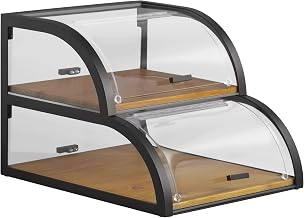 Sierra Collection – 2-Tier Display Case – 19W x 22D x 18.5H – Reclaimed Wood, Bronze-Painted Metal, Acrylic