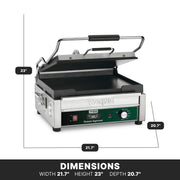 Panini Press with Timer by Waring – Compact Cooking Surface Machines, Cast Iron, Green, Model WFG250T