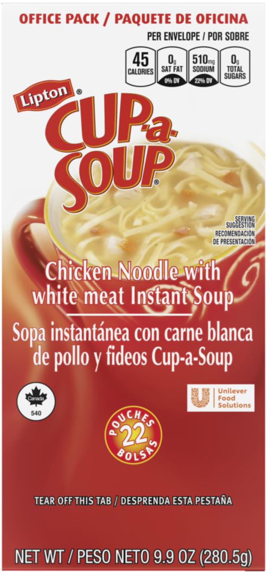 Cup-A-Soup, Chicken Noodle, 9.9 ounce (Pack of 1) by Lipton – 9.9 Ounce (Pack of 1), Model MJKTJL03487