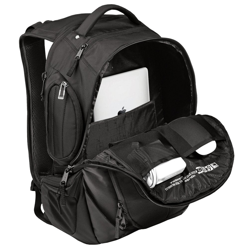 Squadron Pack Black 17" Laptop/MacBook Pro Black Backpack by OGIO – 19.5"H x 13.5"W x 7"D, Polyester, Black, Model 411047