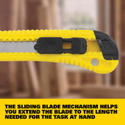 Snap-Off Utility Knife by STANLEY – 18 mm, Stainless Steel, Black, Yellow, Model 10-143P