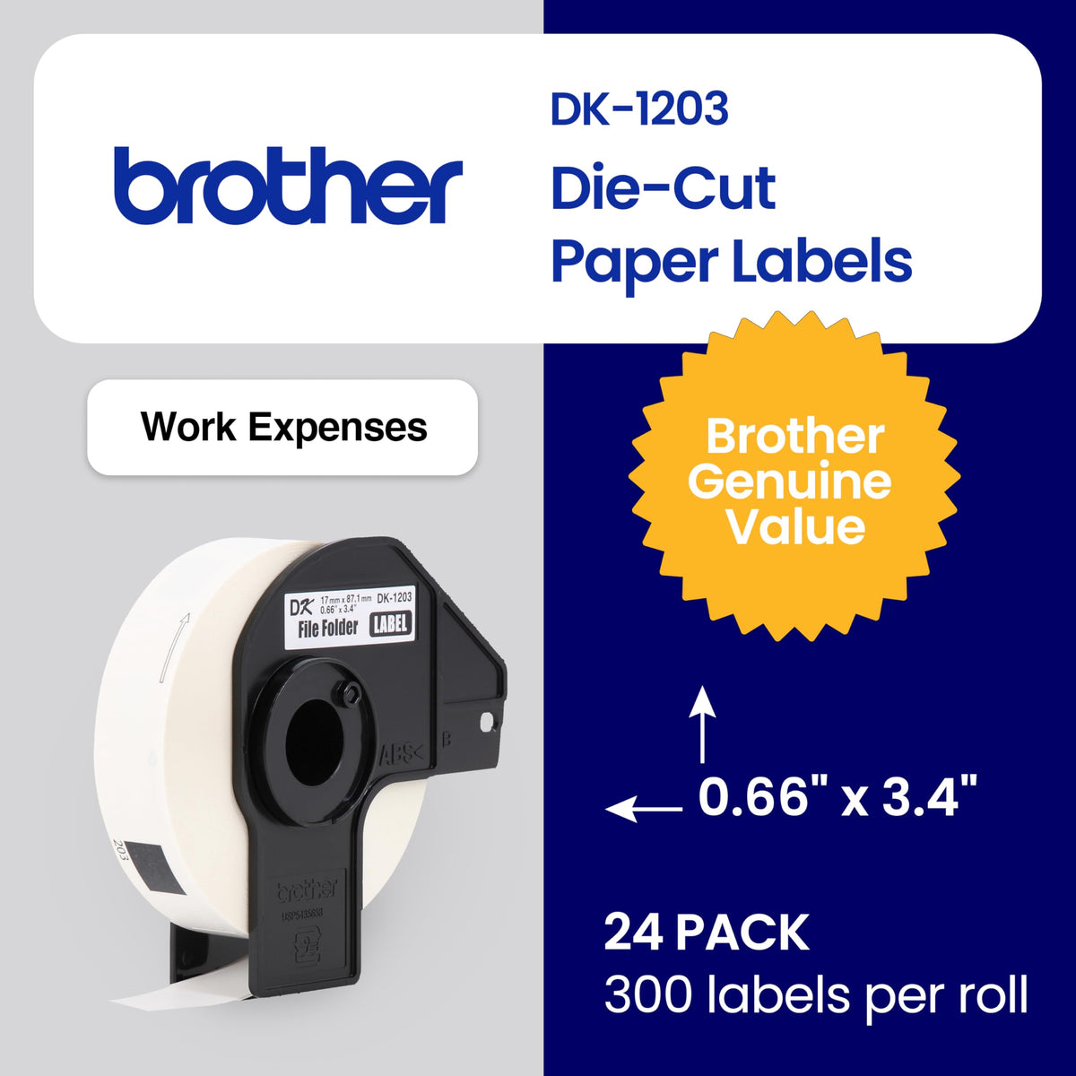 Brother White / 24 Rolls / File Folder Label File Folder Labels