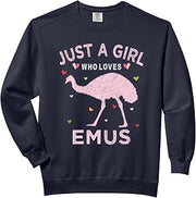 Emu Just A Girl Who Loves Emus Bird Lover Gift Comfort Colors Adult Sweatshirt