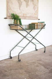 Rolling Metal Basket Console by KALALOU – One Size, Metal, Grey, Model CQ6817