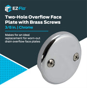 2-Hole Bathtub Overflow Face Plate with Screws by EZ-FLO – 3-1/8 in., Zinc, Chrome, Model 35245