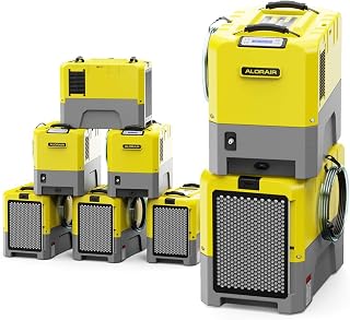 ALORAIR 180 PPD Commercial Dehumidifier with Pump Drain Hose for Basements Warehouse & Job Sites, Large Capacity Crawl Space Dehumidifier for Water Damage Restoration,Yellow(pack of 8)