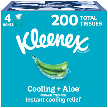 Cooling + Aloe Facial Tissues by Kleenex – 1 Count (Pack of 4), Paper, Blue, Pack of 4, Model 10036000565239