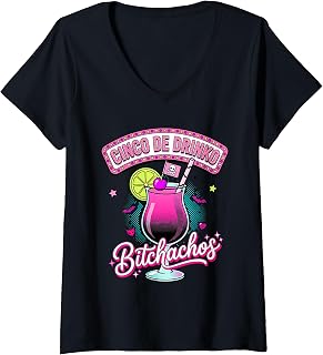 Women's Cinco De Drinko Bitchachos Girls Drinking Mexican Fiesta V-Neck T-Shirt