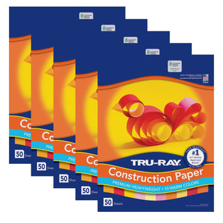 Tru-Ray Construction Paper by DIXON TICONDEROGA CO - PACON – Paper, Warm Assorted, Pack of 5, Model PAC102947-5
