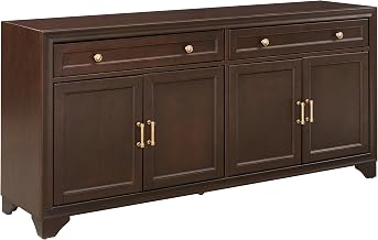 Crosley Furniture Tara Modern Farmhouse Sideboard Buffet Cabinet with Storage Shelves and Drawers, Brown