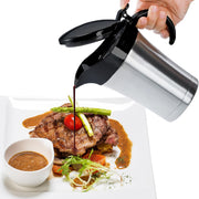 Raisly Double Insulated Gravy Boat, 25 Ounces Stainless Steel with Hinged Lid, Silver