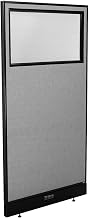 36-1/4"W x 76" H Electric Office Partition Panel with Partial Window by Global Industrial – Alloy Steel, Grey, Model 694711WEGY