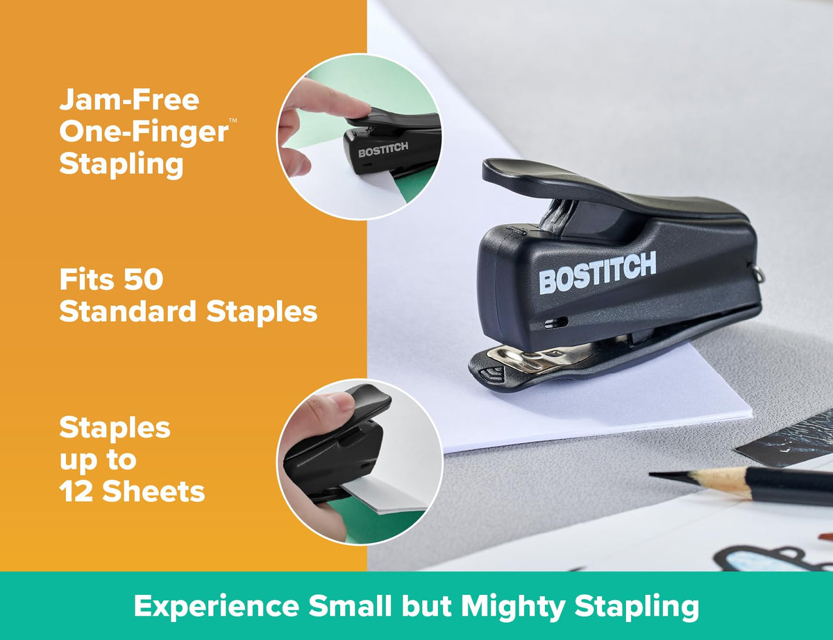 Nano Mini Staplers by Bostitch – 2 Count, Plastic, Black, Pack of 2, Model 1830-2PK
