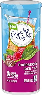 Crystal Light Drink Mix, Zero Sugar Powdered Water Enhancer, Natural Flavor Low Calorie Beverage Mix, Made with Black Tea, Raspberry Iced Tea, 6 Pitcher Packets, 1.6 Ounce (Pack of 8)