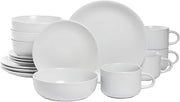 10 Strawberry Street Wazee Matte Coupe Dinnerware Pack of 16, White