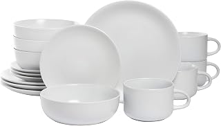 10 Strawberry Street Wazee Matte Coupe Dinnerware Pack of 16, White