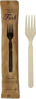 PacknWood Bamboo Fiber Fork | Wrapped Heat Proof Corn Fork | Compostable, Eco-Friendly and Biodegradable Forks | Great for Parties, Camping, Weddings & Dinner Events - L: 6.7in - 500 Pcs