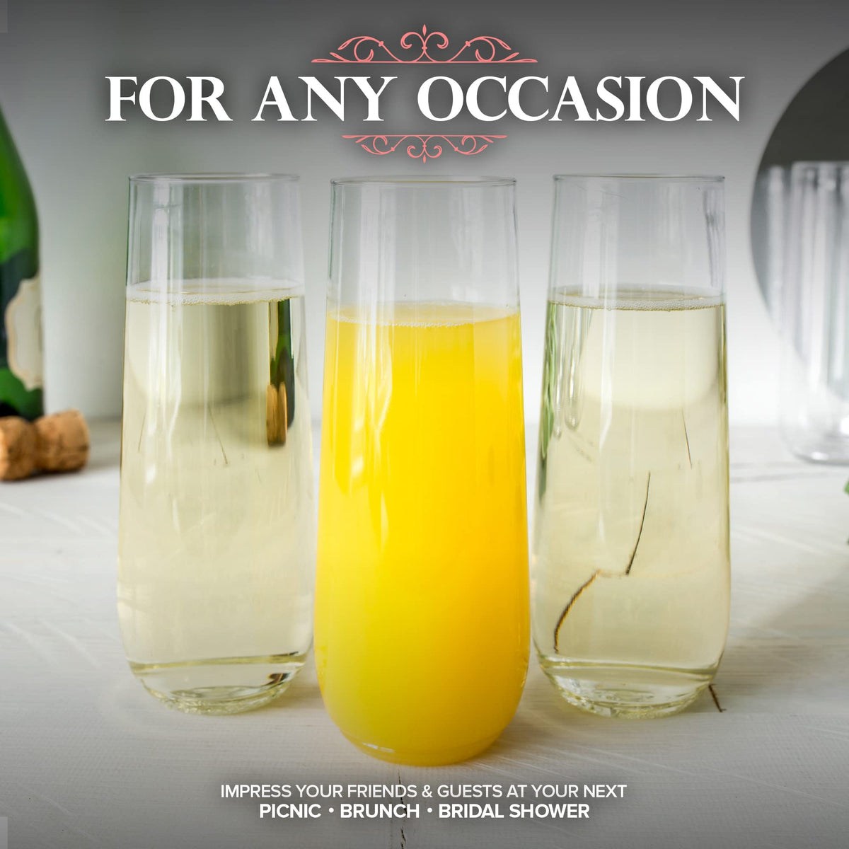 Plastic Champagne Flutes Disposable by Stock Your Home – 12 Count (Pack of 1), 9.0 ounces, Plastic, Clear, Pack of 12