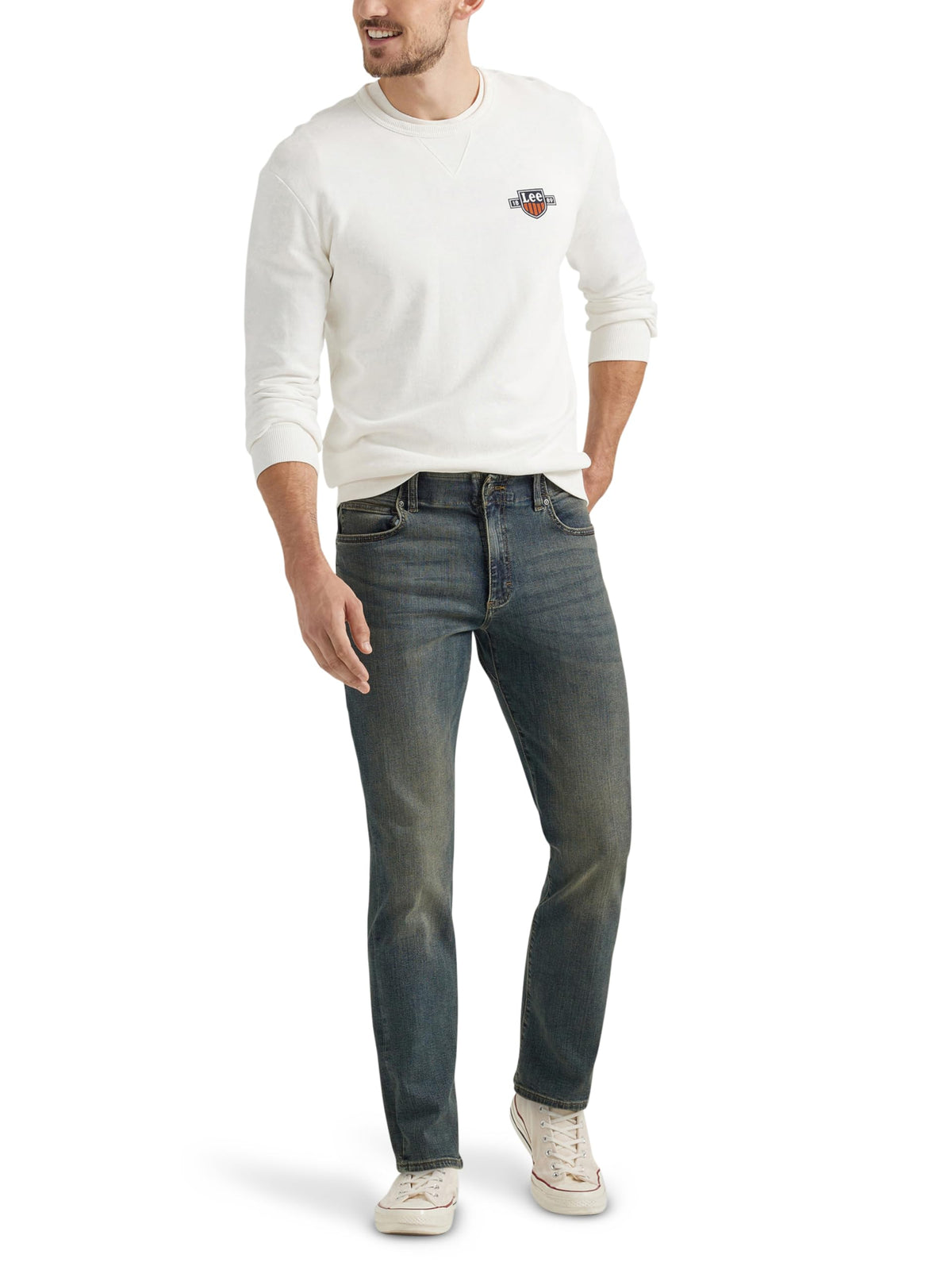 Men's Extreme Motion Straight Taper Jean Maverick 36W x 32L by Lee – 36W x 32L, Cotton, Maverick, Model 2015037