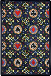 Joy Carpets Games People Play Stacked Deck Gaming Area Rug, Navy