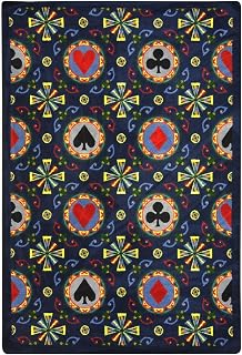Joy Carpets Games People Play Stacked Deck Gaming Area Rug, Navy