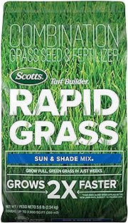 Scotts Turf Builder Rapid Grass Sun & Shade Mix, 5.6 lbs. | Combination Grass Seed and Fertilizer, Grows Green Grass in Just Weeks