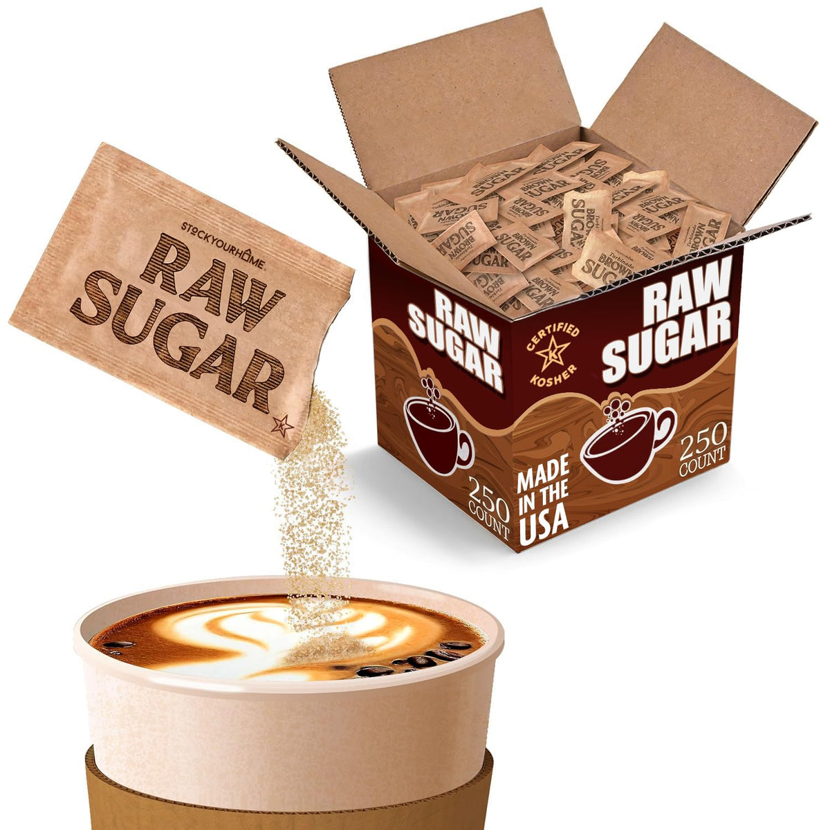 Stock Your Home Brown / 0.04 Ounce (Pack of 250) / 250 Brown Granulated Sugar