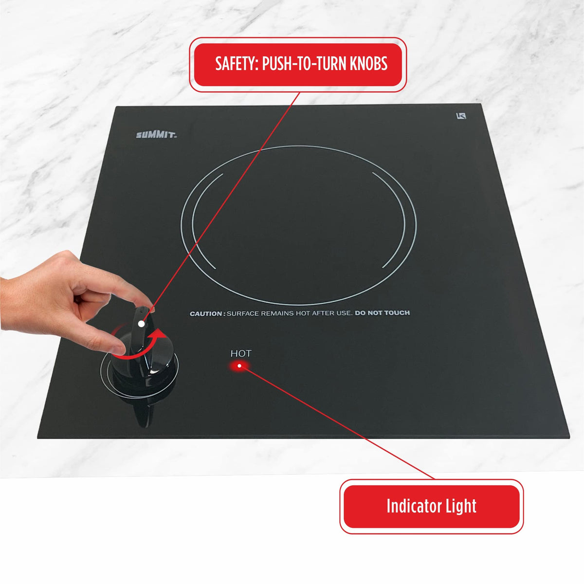 Summit 12" Single Burner Electric Cooktop. 115 Volt Radiant Cooktop by Summit Appliance – 12 inches, Glass Ceramic, Black, Model CR1115