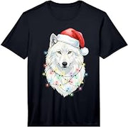 White Wolf Christmas Lights Festive Xmas Arctic Animal Performance T-Shirt