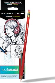 Prismacolor Scholar Manga Art Set, Art Supplies Including Colored Pencils, Bullet and Brush Tip Markers, Graphite Pencils, 10 Count